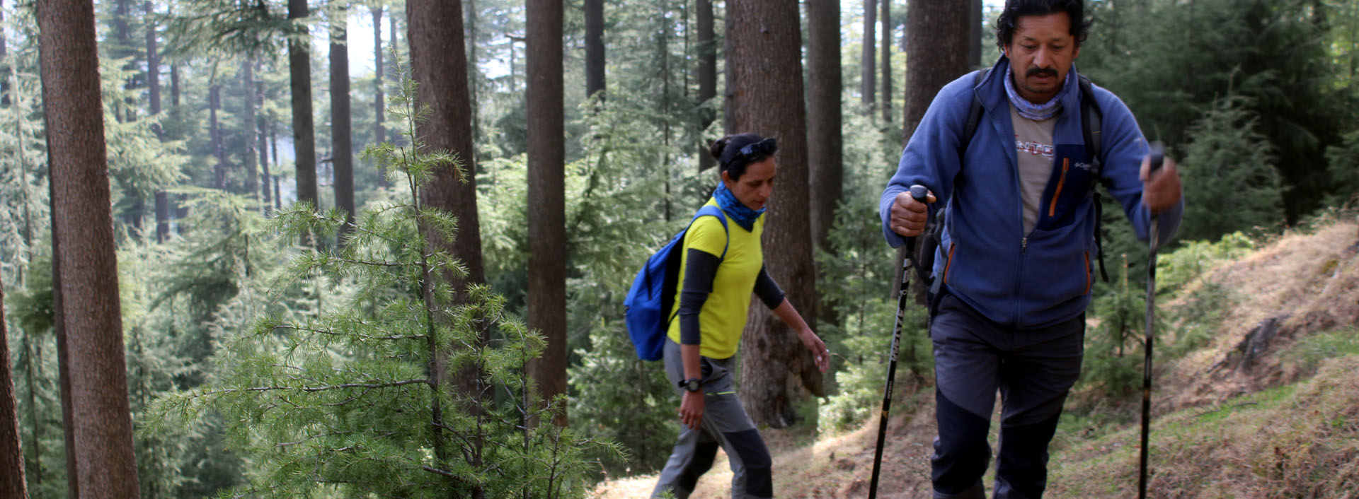 Surender Mahant and Shashi Tomar Lagwal hiking in Mountain skills course