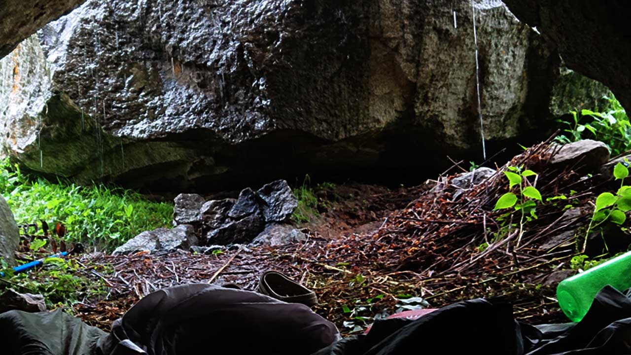 picture from inside Natural Rock Shelter Wilderness Survival 
