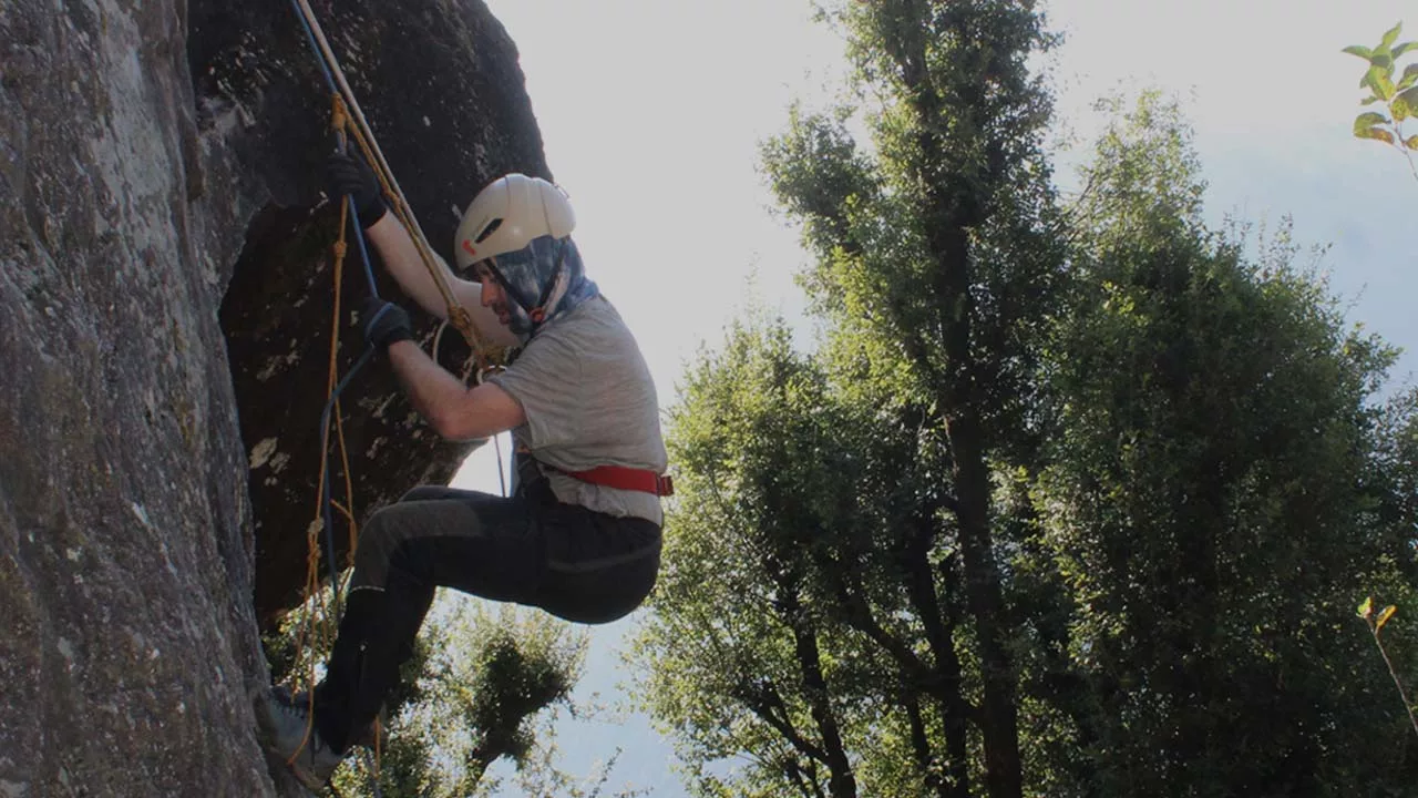 Self Rescue with ropes on  Rock Climbing Training