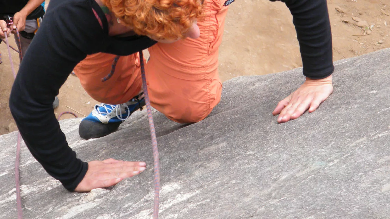 Friction hold with hands on a rock