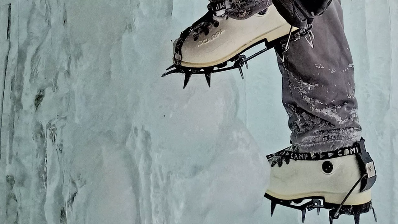 Front-Pointing on ice with crampons