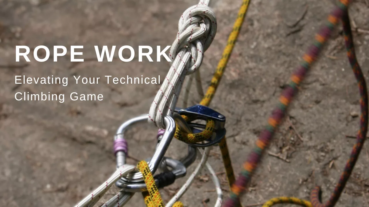 Rope Work rope with carabiner and atc