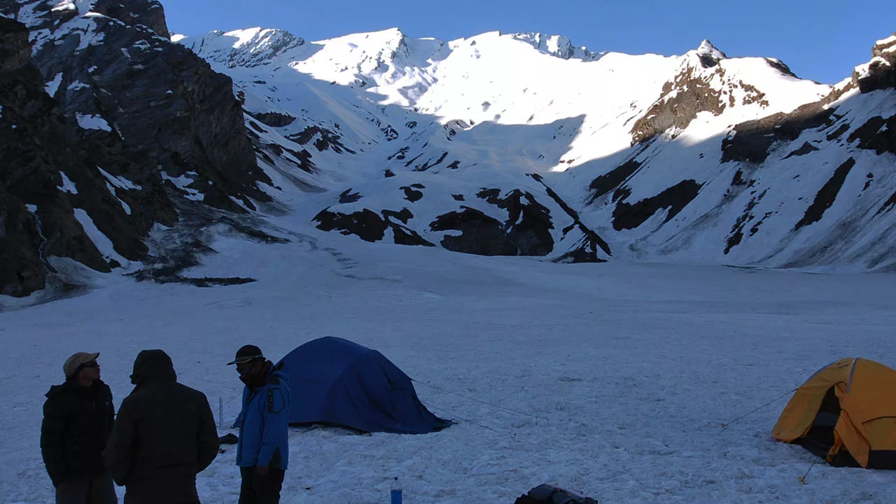 Pankaj Lagwal with clients on Beas Kund Glacier Trek