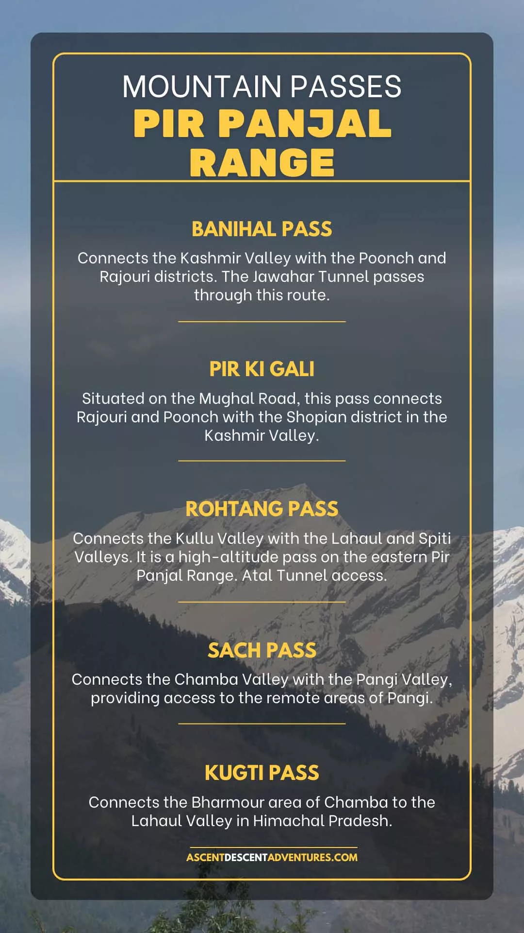 Mountain Passes Pir Panjal Range