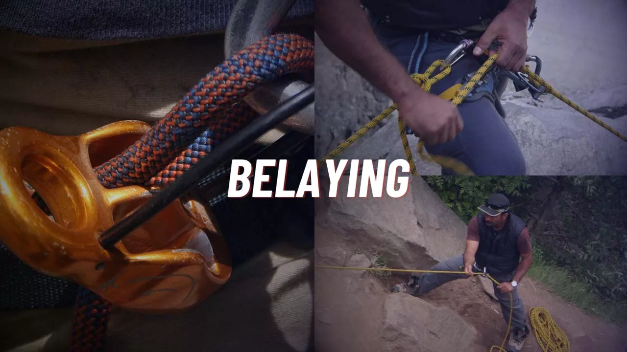 pictures of belaying and belay device