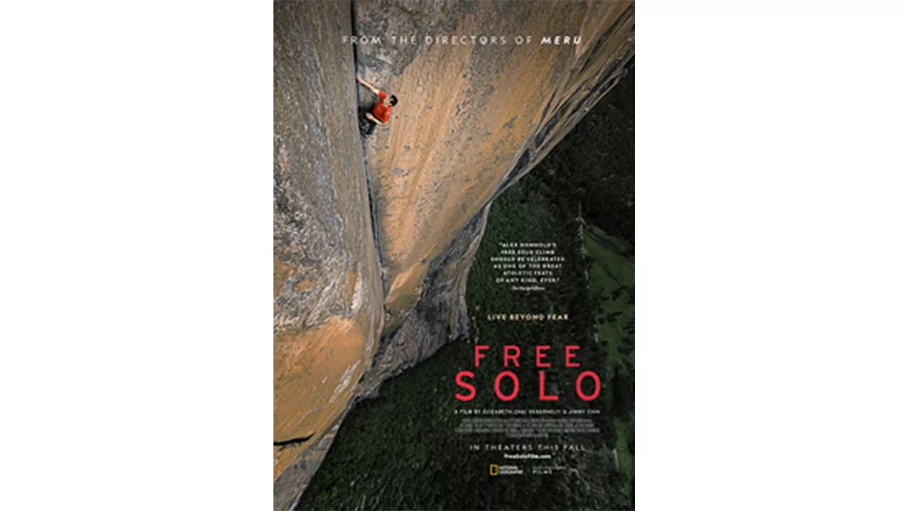Free Solo Alex Honnold's mountain climbing film poster