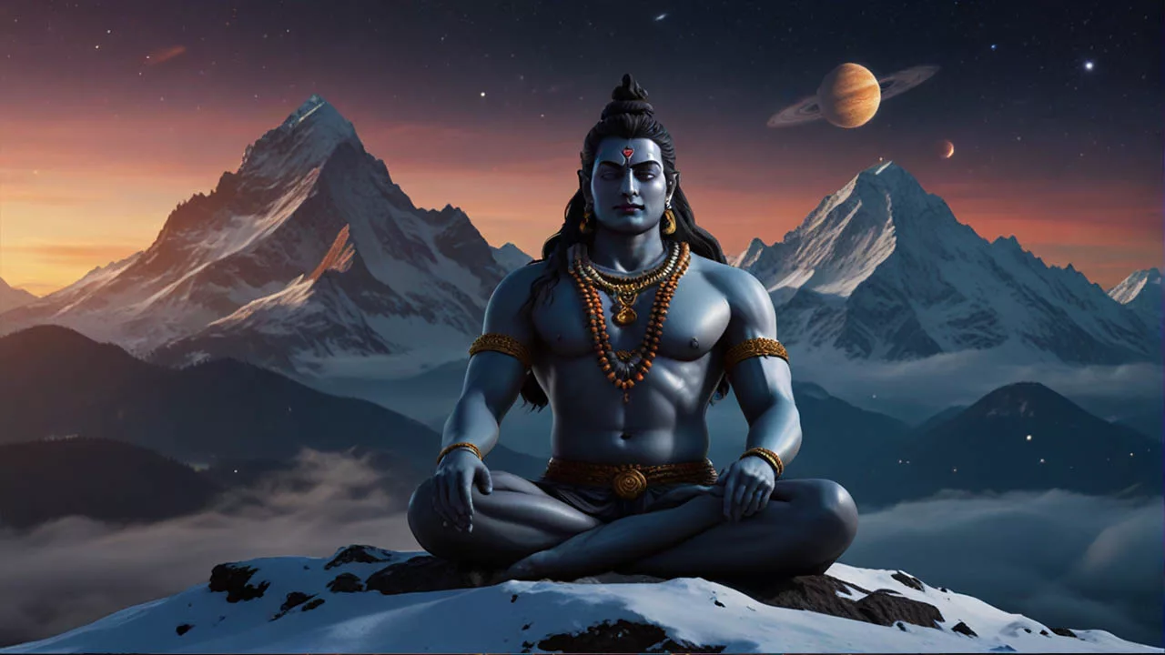 Lord Shiva meditating at Kailash Mythology Symbol