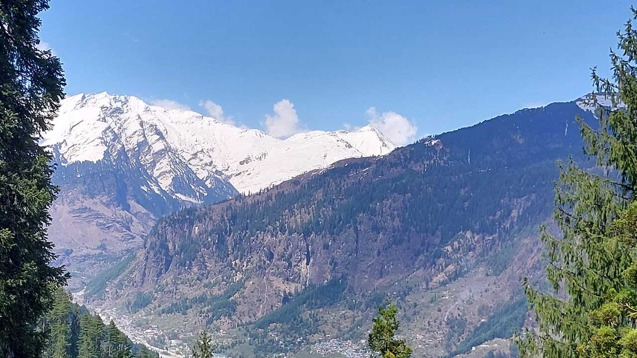 View of Manali from Kanayal Pine Forest