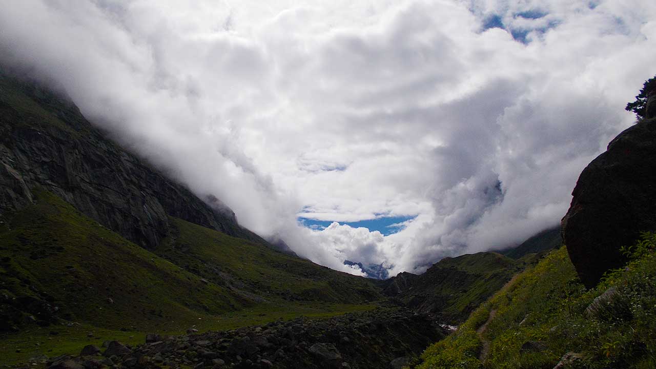 Parvati Valley Parvati River and Cumulonimbus Clouds