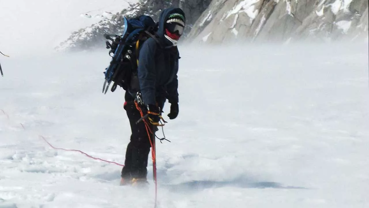 Trainee Roped up glacier travel during Mountain Training