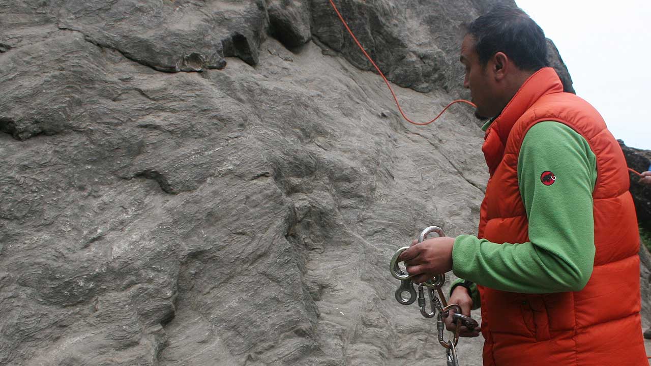 Powell Sharma rock climbing