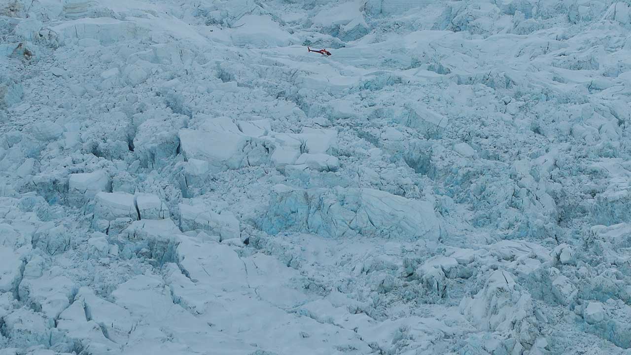 Helicopter at Khumbu Icefall Everest