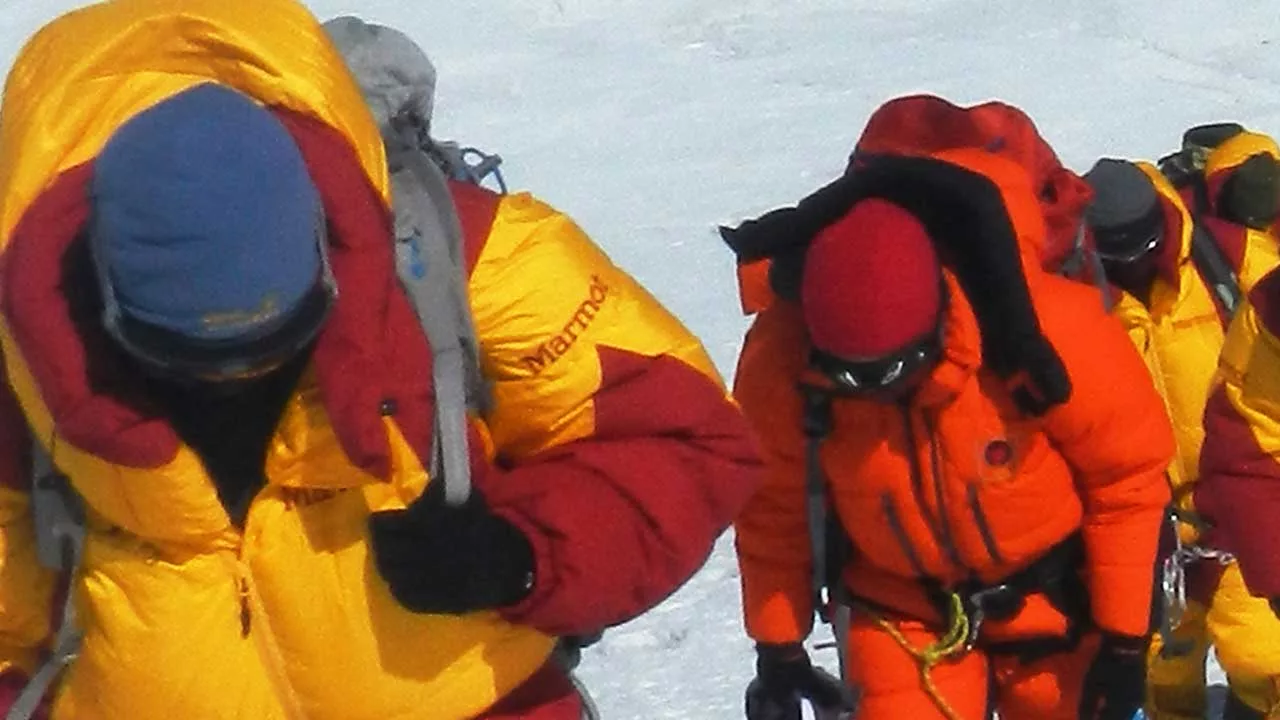 Mountaineers on the way to summit camp Mt. Everest