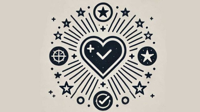 The symbol representing the concept of values, with a heart at the center surrounded by stars, symbolizing core values like honesty, integrity, and compassion